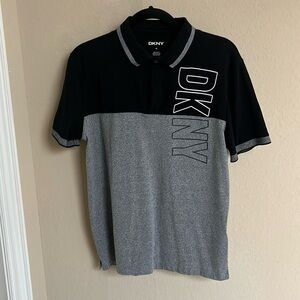 DKNY men’s polo black/gray sz M excellent condition